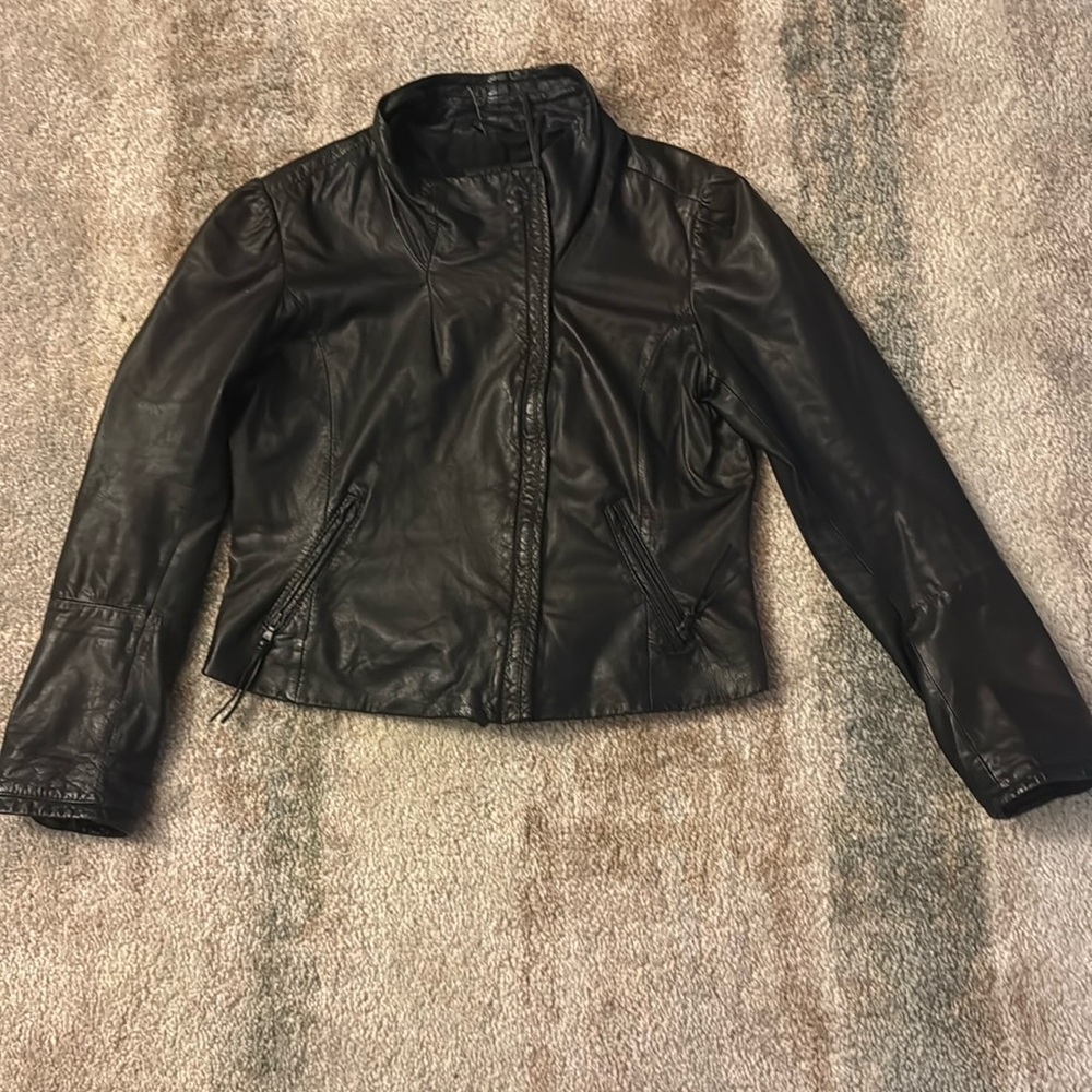 June vintage genuine leather jacket cropped